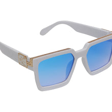Celebrity White Plastic Frame With Blue UV Protected Lens Rectangular Sunglasses for Men & Women_EDDY-05