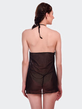 Fleurt Black Spendex Net Baby Doll Dress for Women HOBF-BD-0368-BK