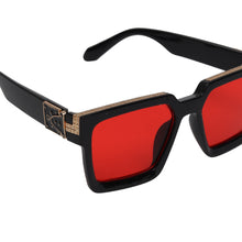 Celebrity Black Plastic Frame With Red UV Protected Lens Rectangular Sunglasses for Men & Women_CLIMB-08
