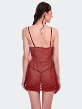 Fleurt Maroon Power Net Honey Moon Dress Dress for Women HOBF-BD-1024-MR