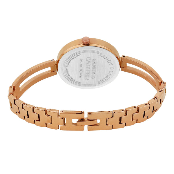 Sandy D Carter Metal White Analogue Round Watches for Women_SDC24-39-WH