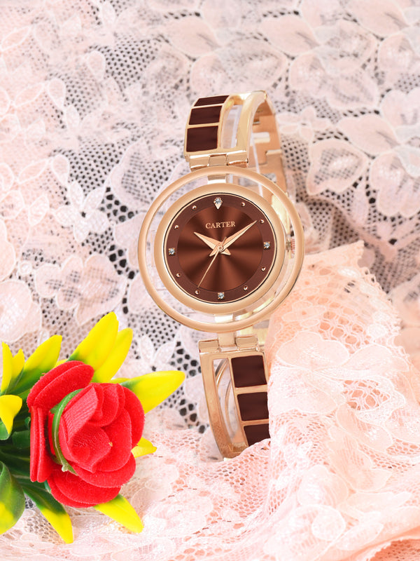 Sandy D Carter Metal Maroon Analogue Round Watches for Women_Sandy D Carter-199-MR