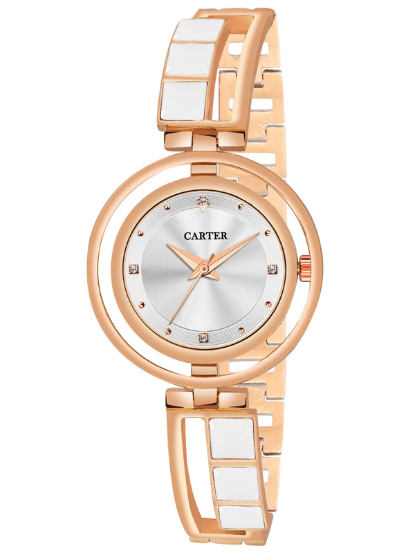 Sandy D Carter Metal White Analogue Round Watches for Women_Sandy D Carter-200-WH