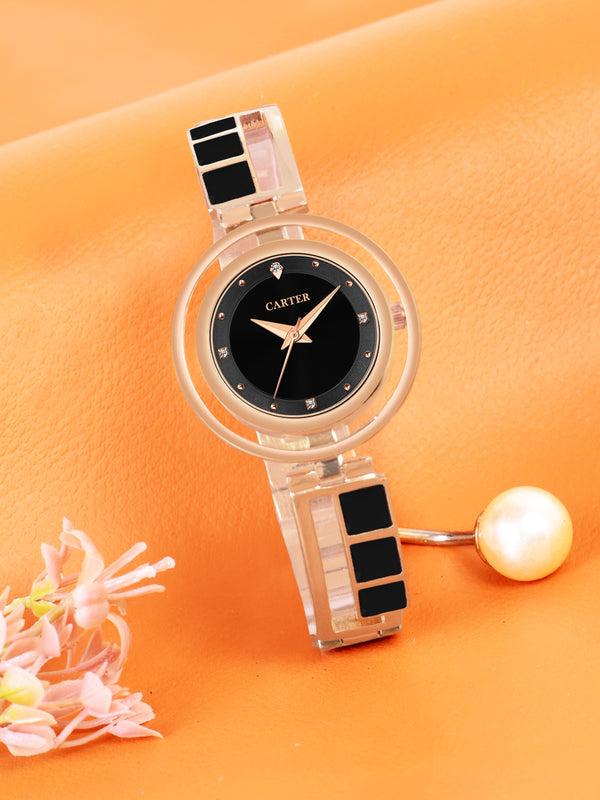 Sandy D Carter Metal Black Analogue Round Watches for Women_Sandy D Carter-201-BK