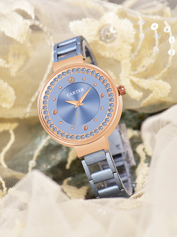 Sandy D Carter Metal Blue Analogue Round Watches for Women_Sandy D Carter-141-BL