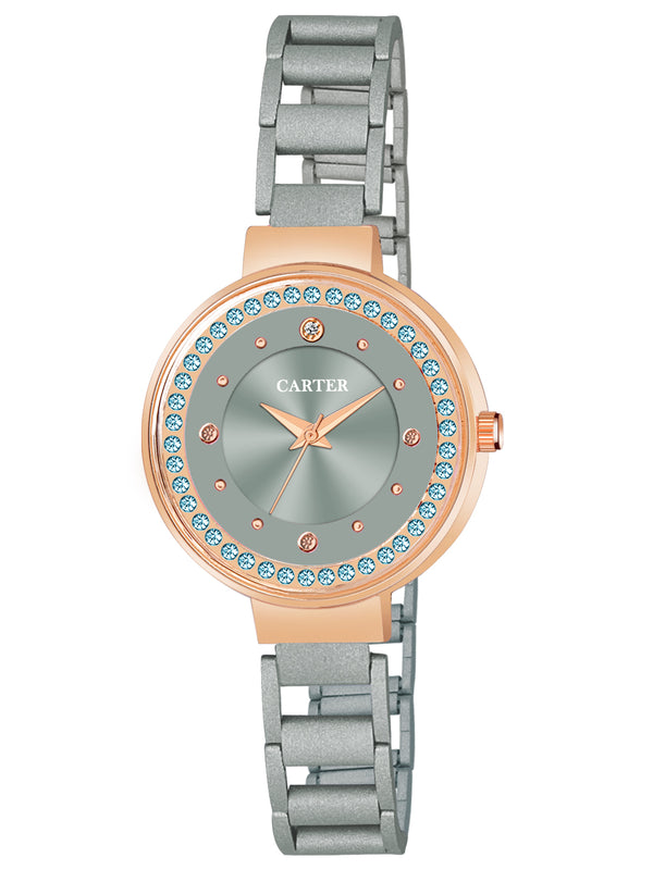 Sandy D Carter Metal Green Analogue Round Watches for Women_Sandy D Carter-142-GR