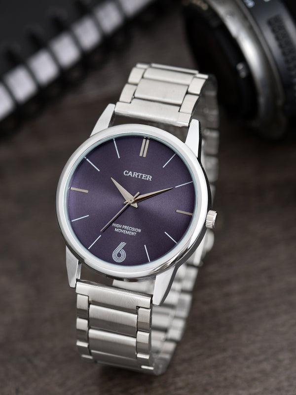 Sandy D Carter Metal Blue Analogue Round Watches for Men_SDC24-104-BL