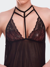 Fleurt Black Spendex Net Baby Doll Dress for Women HOBF-BD-0368-BK