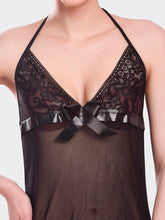 Fleurt Black Spendex Net Baby Doll Dress for Women HOBF-BD-142-BK
