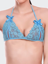 Fleurt Sky Blue Lycra Net Bikni Set I Lingerie Set - One Size (Free Size) For Women Fleurt-Set-206-S.BL