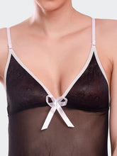 Fleurt Black Spendex Net Baby Doll Dress for Women HOBF-BD-155-BK