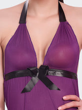Fleurt Purple Spendex Net Baby Doll Dress for Women HOBF-BD-142-NEW-PR