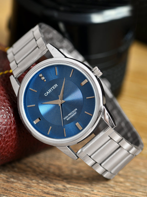 Sandy D Carter Metal Blue Analogue Round Watches for Men_SDC24-103-BL