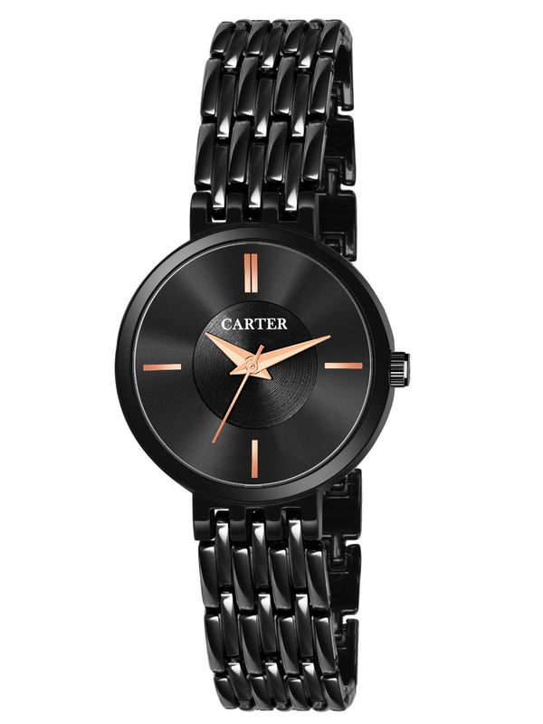 Sandy D Carter Metal Black Analogue Round Watches for Women_Sandy D Carter-137-BK