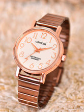 Sandy D Carter Metal Copper Analogue Round Watches for Women_SDC24-83-RG-WH