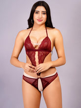 Fleurt Maroon Lycra Forbes Lingerie Set - One Size (Free Size) For Women Fleurt-Set-LTD-MR