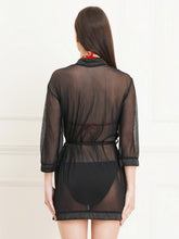 Fleurt Black Forbe Lycra+Spendex Net Babydoll with Robe Dress for Women Fleurt25-BD-SH-BKRG-1014_BK