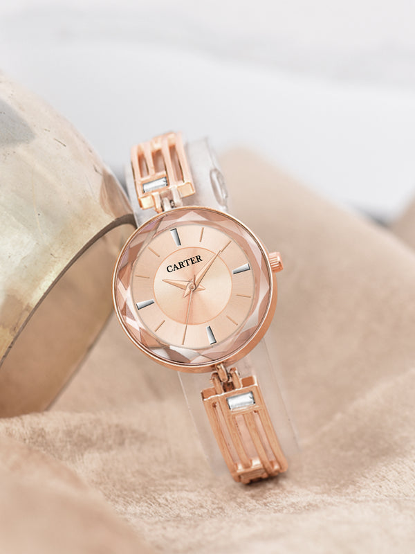 Sandy D Carter Metal Rose Gold Analogue Round Watches for Women_Sandy D Carter-123-RG