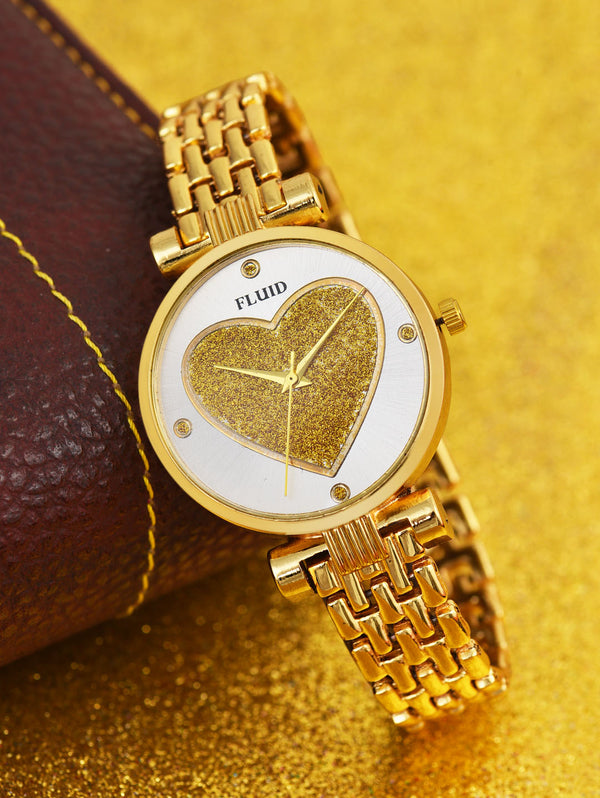 Fluid  Gold Round Metal Strap Analog Watches for Women FLWatch23-005-GD01
