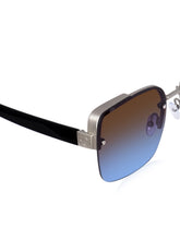 Celebrity Blue Plastic and Metal Frame With Blue UV Protected Lens Browline Sunglasses for Unisex_2323-BK