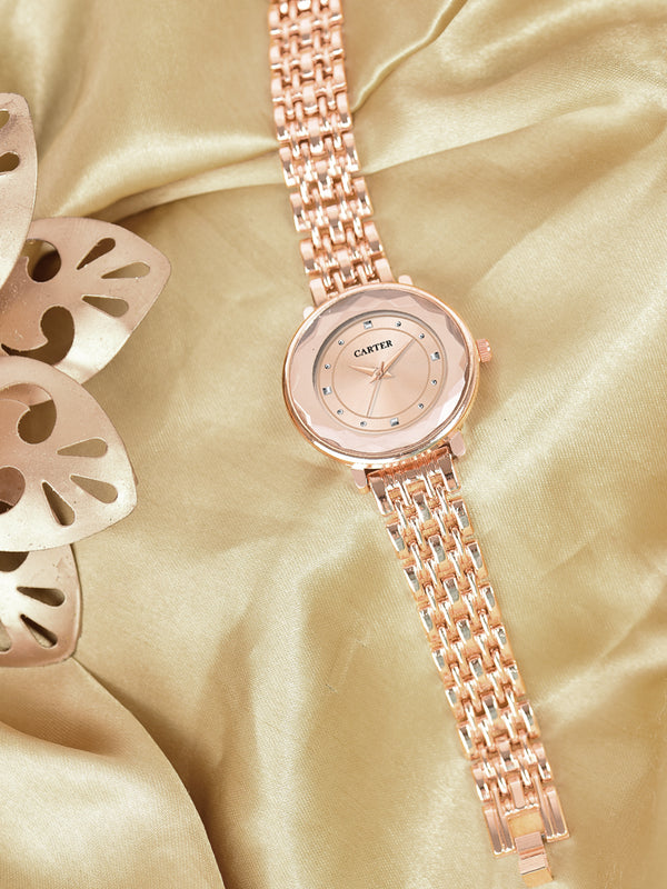 Sandy D Carter Metal Rose Gold Analogue Round Watches for Women_Sandy D Carter-122-RG