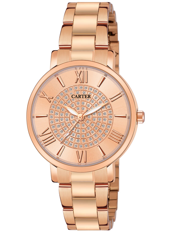 Sandy D Carter Metal Rose Gold Analogue Round Watches for Women_Sandy D Carter-157-CP