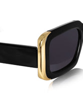 Celebrity Black Polycarbonate Frame With Black UV Protected Lens Browline Sunglasses for Unisex_437-BK