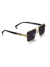 Celebrity Black Plastic and Metal Frame With Black UV Protected Lens Browline Sunglasses for Unisex_2331-BK