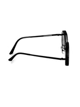 Celebrity Black Metal Frame With Black UV Protected Lens Browline Sunglasses for Unisex_2660-BK