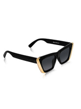 Celebrity Black Polycarbonate Frame With Black UV Protected Lens Browline Sunglasses for Women_442-BK