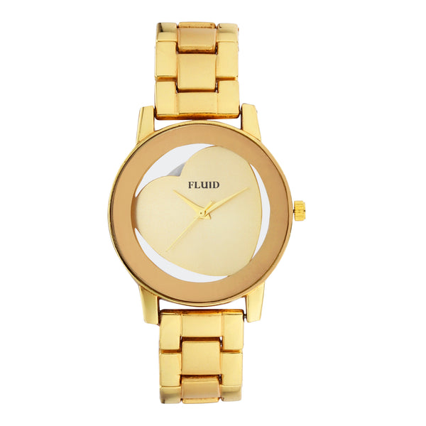 Fluid  Gold Round Metal Strap Analog Watches for Women FLWatch23-006-GD01