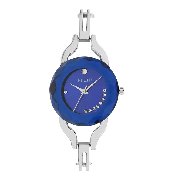 Fluid  Blue Round Metal Strap Analog Watches for Women FLWatch23-007-SL01