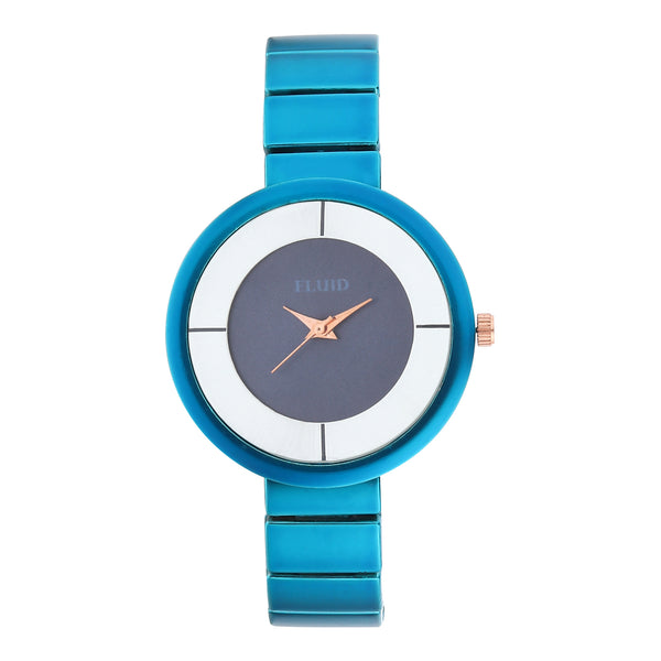 Fluid  Blue Round Metal Strap Analog Watches for Women FLWatch23-014-BL01