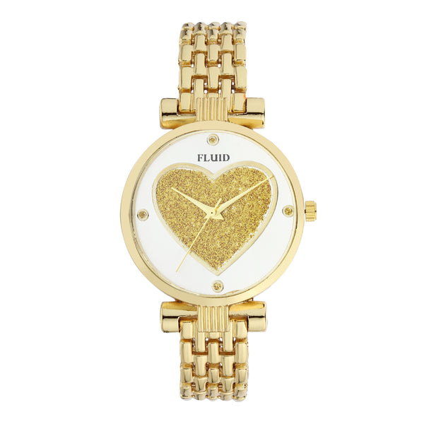 Fluid  Gold Round Metal Strap Analog Watches for Women FLWatch23-005-GD01