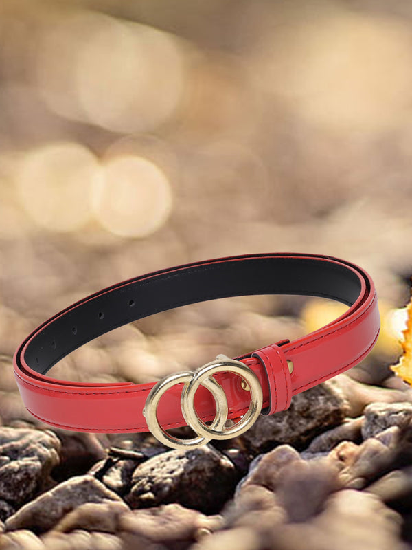 Sandy D Carter Women Red Synthetic Leather Waist Belt for Jeans & Formal Paint SDC-22-536-RD