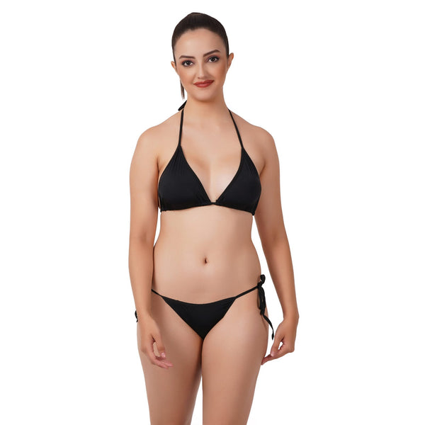 Fleurt Black One Size Polyester Bikini Lingerie Set For Women