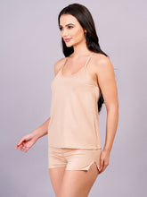 Fleurt Cream Satin Co-Ord Set Babydoll Dress for Women HOBF-BD-NKT-CM