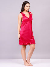 Fleurt Royal Pink Satin Baby Doll Dress for Women HOBF-BD-SATINR-R.PK