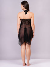 Fleurt Black Power Net Baby Doll Dress for Women HOBF-BD-138-2-BK