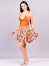 Fleurt Orange Cotton Lycra Baby Doll Dress for Women HOBF-BD-1220-2-OR