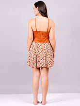 Fleurt Orange Cotton Lycra Baby Doll Dress for Women HOBF-BD-1220-2-OR