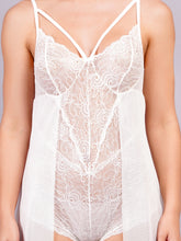 Fleurt White Power Net+Lycra Net Baby Doll Dress for Women HOBF-BD-NS2-WH