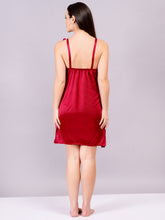 Fleurt Maroon Satin Baby Doll Dress for Women HOBF-BD-SATINR-MR