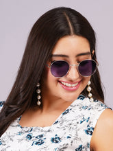 Celebrity Full Rim Black Metal Frame With Grey UV Protected Lens Round Sunglasses for Women_3447-BK1