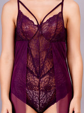 Fleurt Purple Power Net+Lycra Net Baby Doll Dress for Women HOBF-BD-NS2-PR