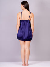 Fleurt Navy Blue Satin Premium Baby Doll Dress for Women HOBF-BD-5744-N.BL