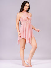 Fleurt Pink Power Net Baby Doll Dress for Women HOBF-BD-138-2-PK
