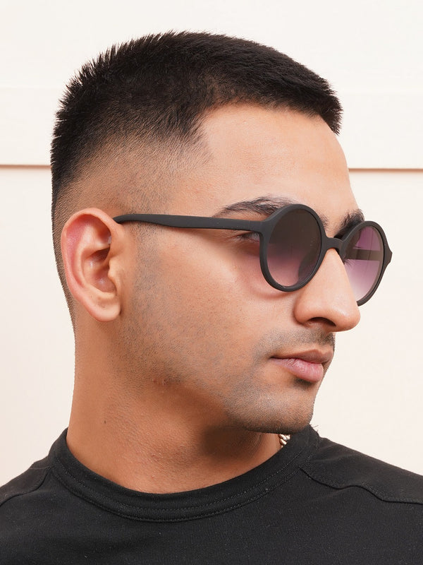 Celebrity Black Oval Plastic Sunglasses For Men CLSN25-11910-01