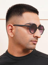 Celebrity Black Oval Plastic Sunglasses For Men CLSN25-11910-01