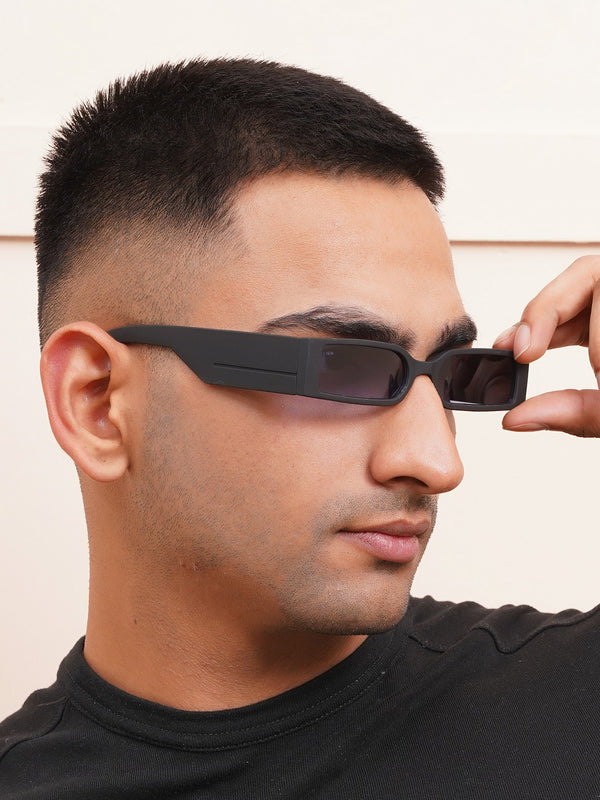 Celebrity Black Retro-Square Plastic Sunglasses For Men CLSN25-23012-01